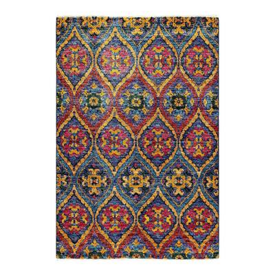 Overton Hand Knotted Wool Vintage Inspired Modern Contemporary Modern Multi Area Rug - 4' 0" x 6' 0"