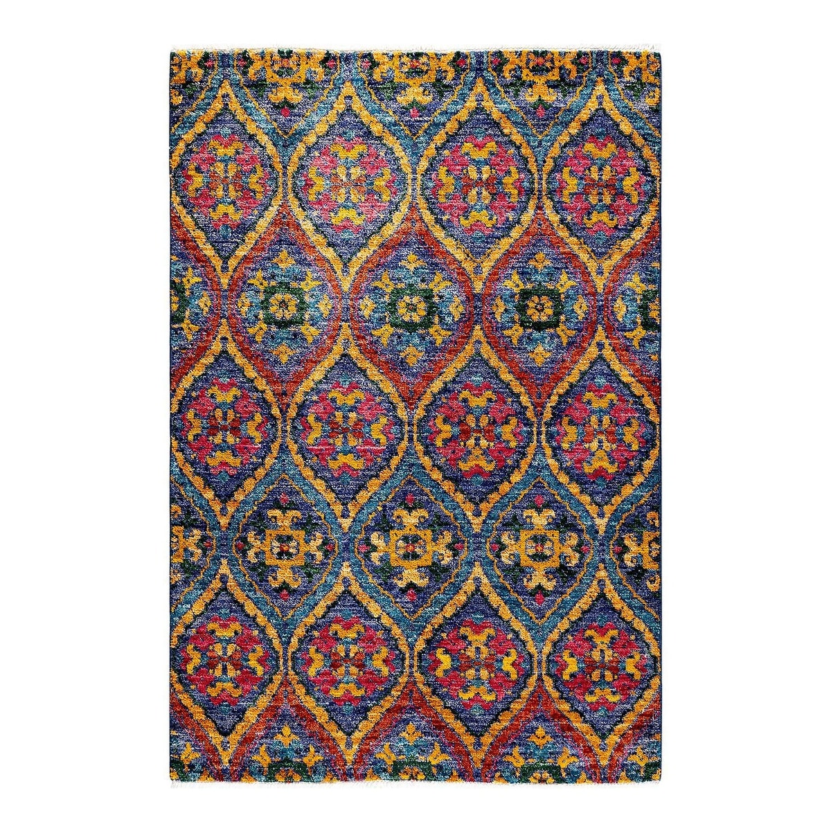 Overton Hand Knotted Wool Vintage Inspired Modern Contemporary Modern Multi Area Rug - 4' 0" x 6' 0"