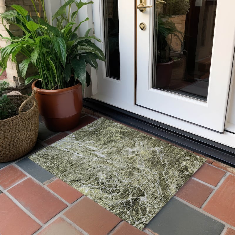 Machine Washable Indoor/ Outdoor Chantille Abstract Watercolor Rug