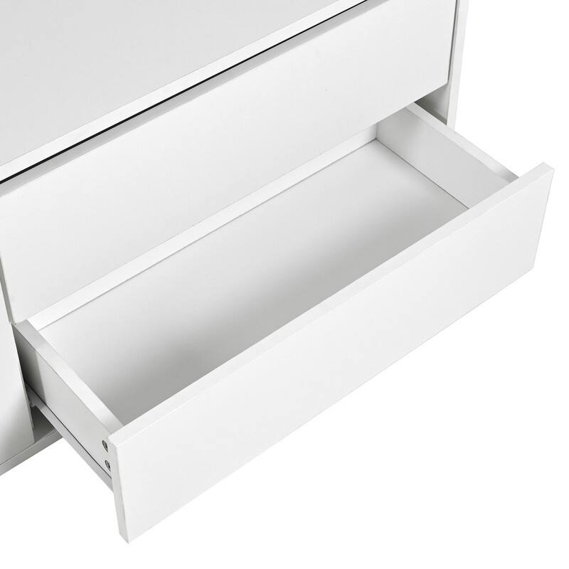 94.4" Modern TV Stand with LED Lights, Fluted Glass Doors & Drawers - Media Console for TVs Up to 100 inches