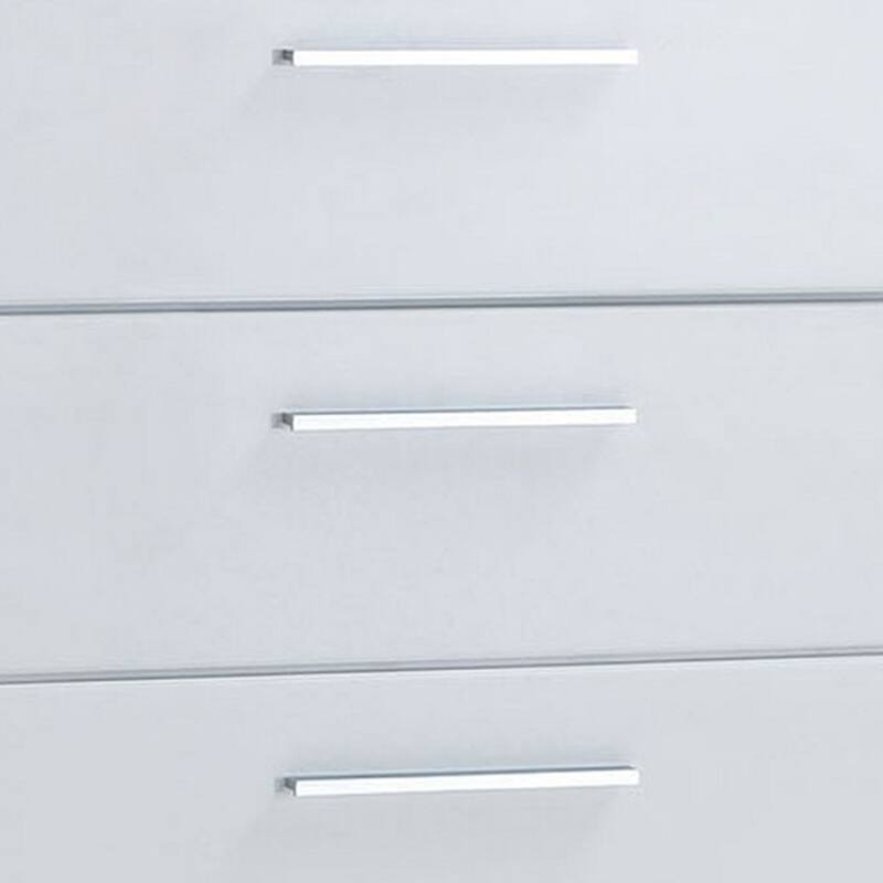 Contemporary Solid Wood Chest With Five Drawers, Glossy White