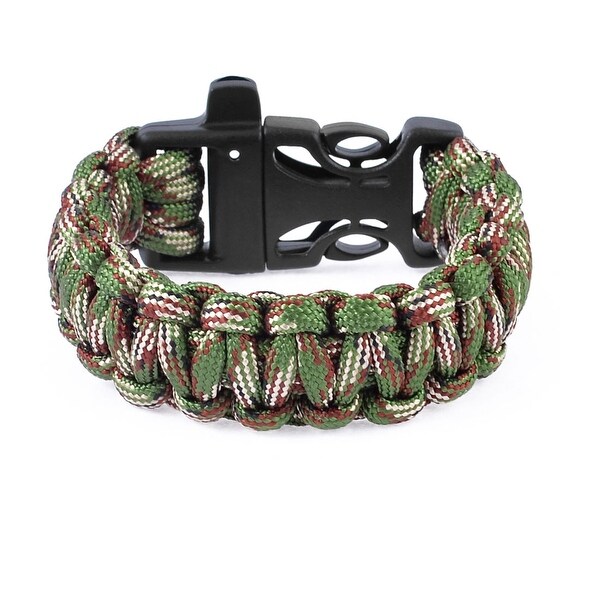 Unique Bargains Outdoor Plastic Side Release Buckle Survival Whistle Bracelet Armygreen