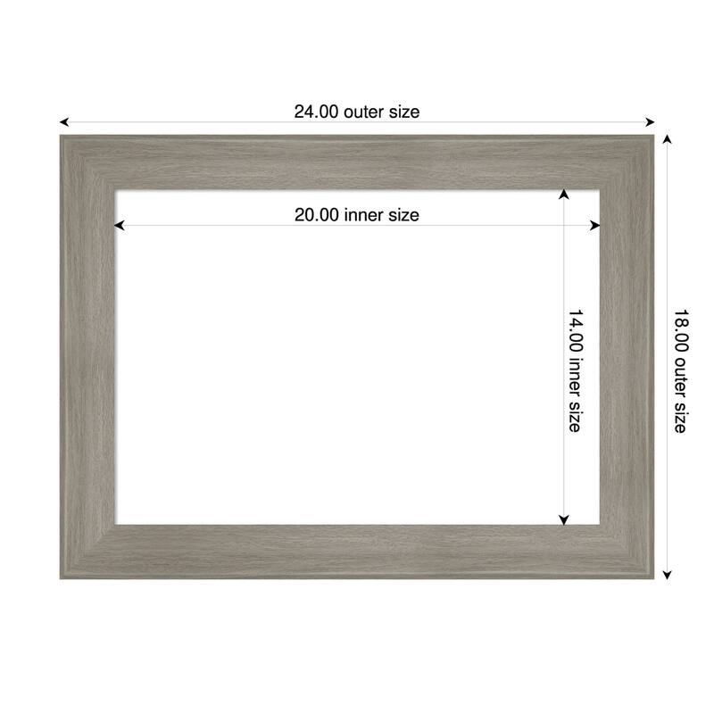 Grand Narrow Framed Dry Erase Magnetic Board - 24 x 18 in - Grand Greywash Narrow