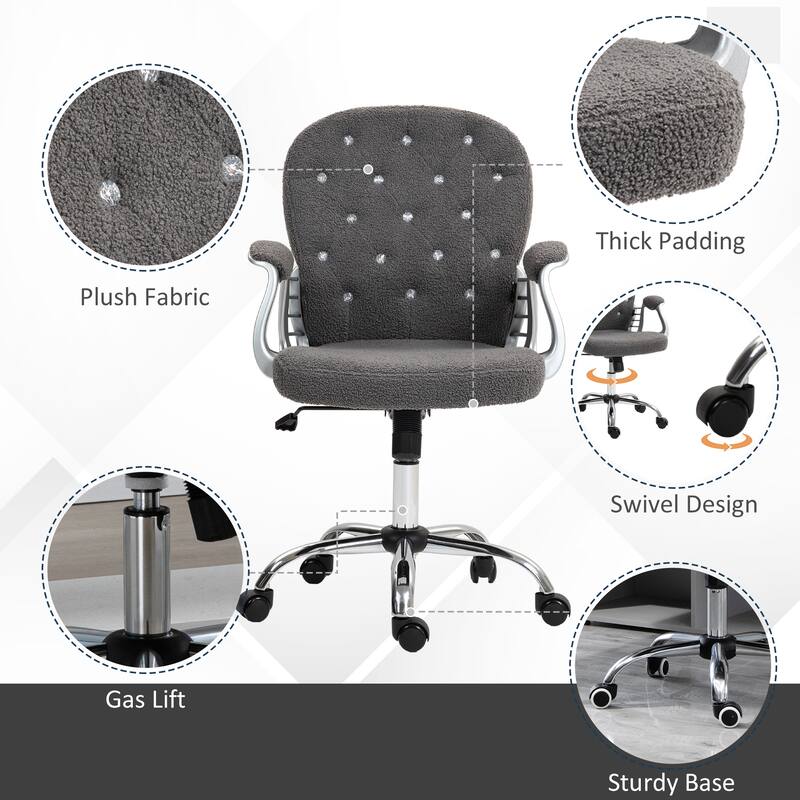 Teddy Swivel Home Office Chair w/ Padded Armrests,Adjustable Height