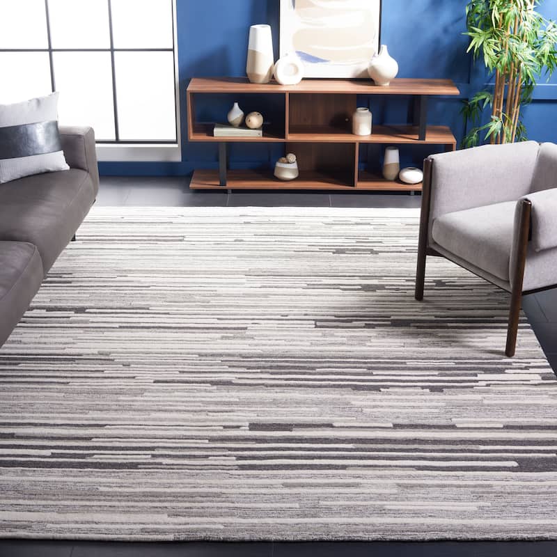 SAFAVIEH Handmade Fifth Avenue Zsoka Modern Stripe Wool Rug