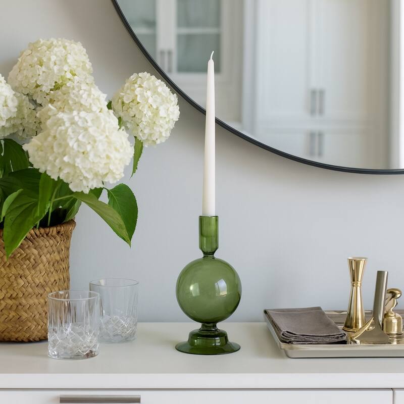 Modern Candle Holder with Round Bubble Sculptural Base - 4" x 4" x 7"