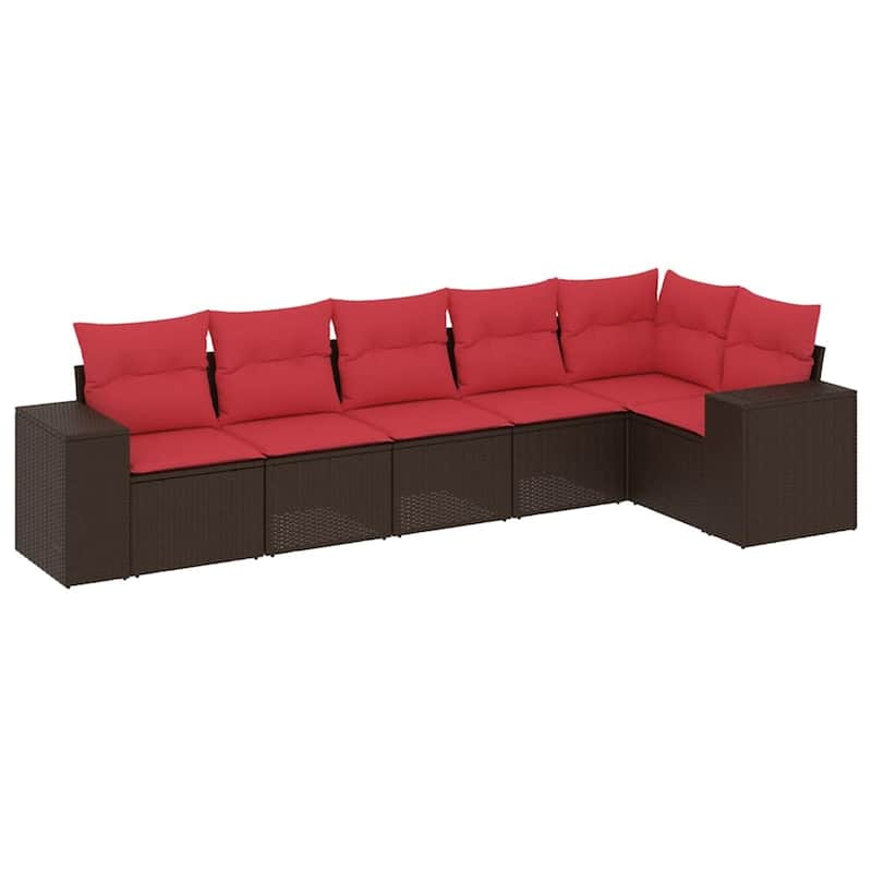 vidaXL Patio Sofa Set with Cushions Outdoor Conversation Furniture Poly Rattan - 24.4 x 24.4 x 27.2