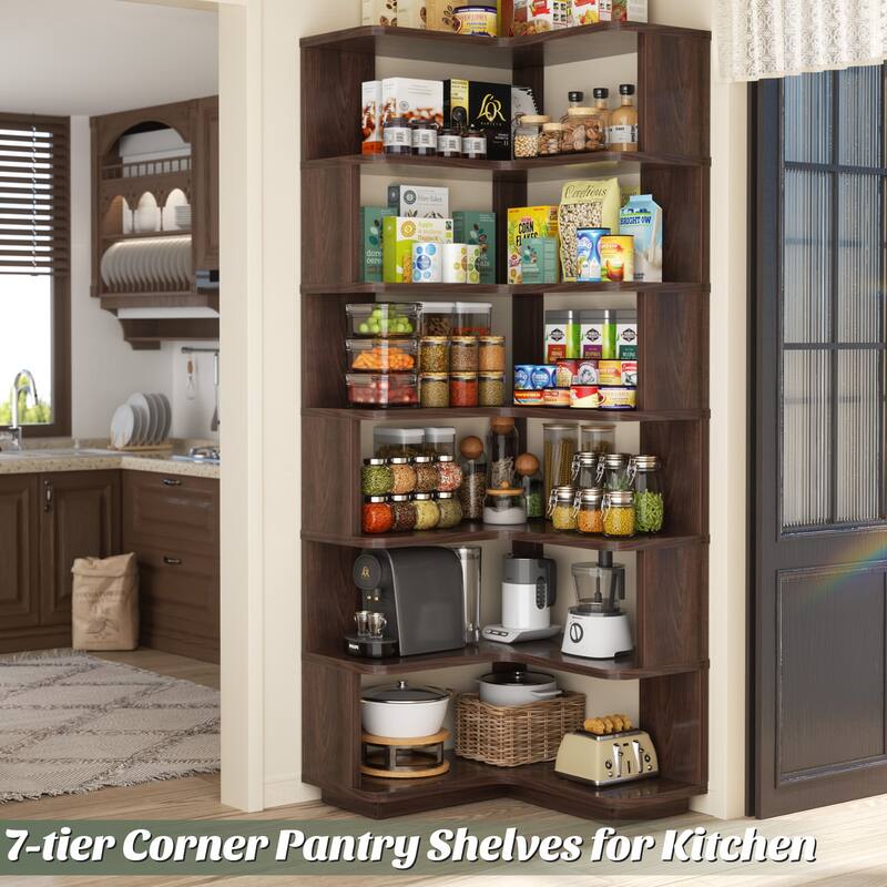 6-Tier Corner Bookcase, Freestanding Display Storage Book Shelf