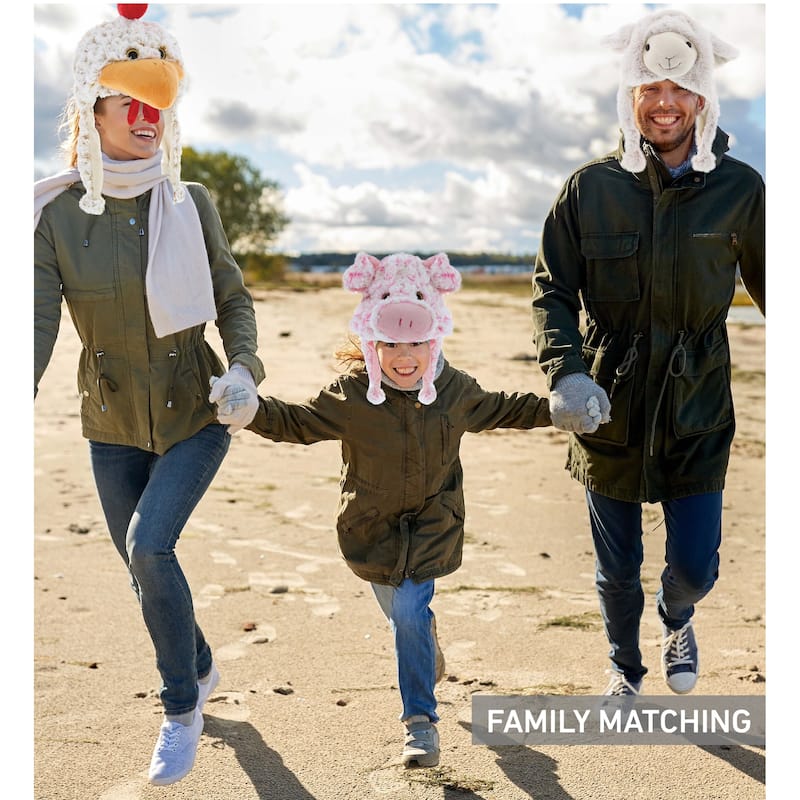 Dollibu Collection of 4 Farm Animal Super Soft Hats With Ear Flaps