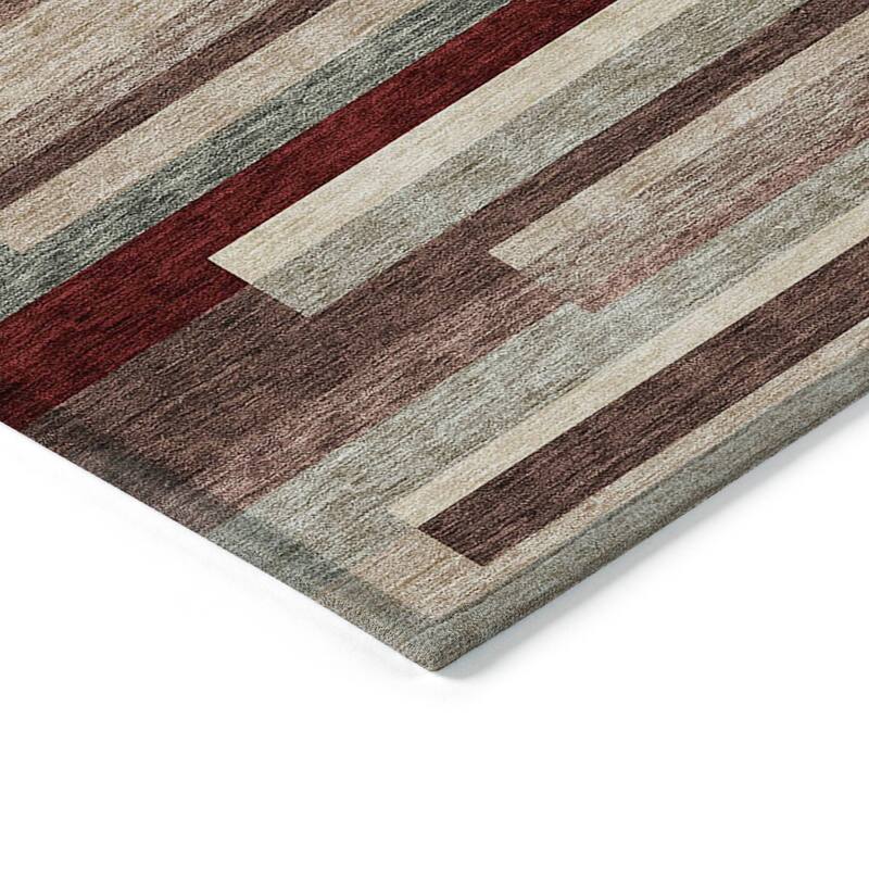 Machine Washable Indoor/ Outdoor Modern Stripes Chantille Rug