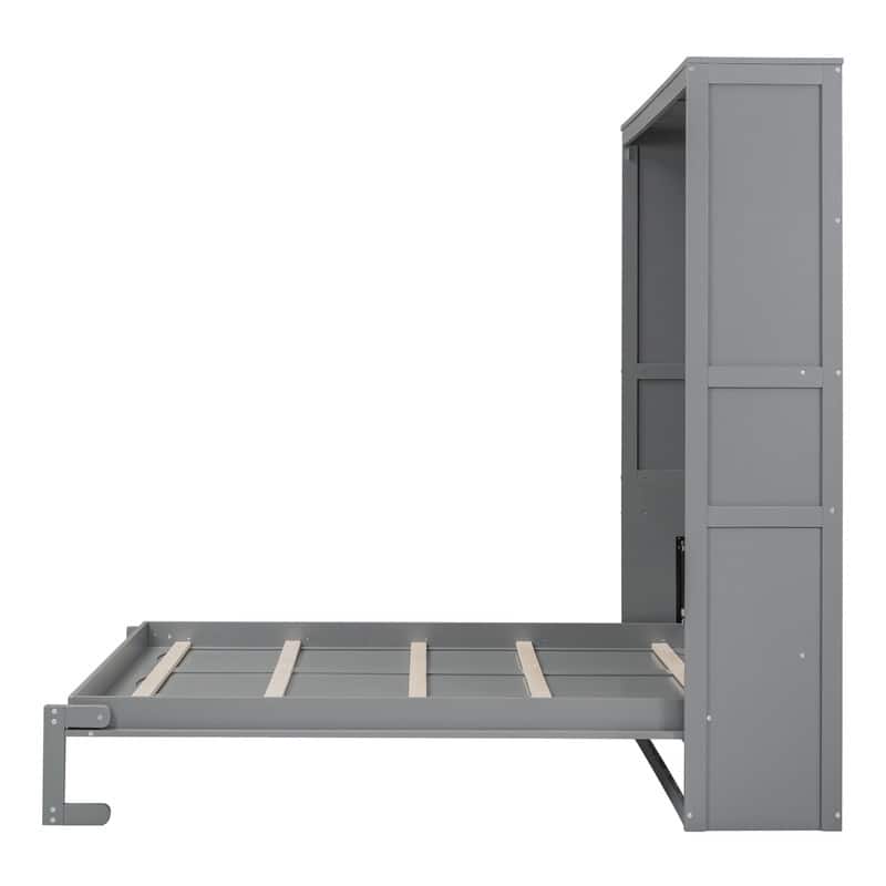 Wooden Queen Size Murphy Bed Wall Bed with Shelves