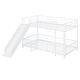 preview thumbnail 59 of 70, Metal Bunk Bed with Slide and Door, Twin Over Twin/Full Over Full Low Bunk Bedframe with Fence Guardrails and Ladder for 2 Kids