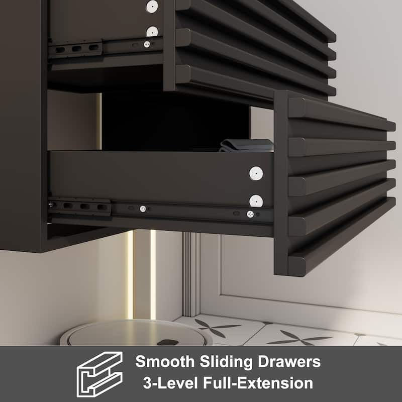 Bathroom Vanity with Drop-In Ceramic Sink Wall-Mounted Storage Cabinet