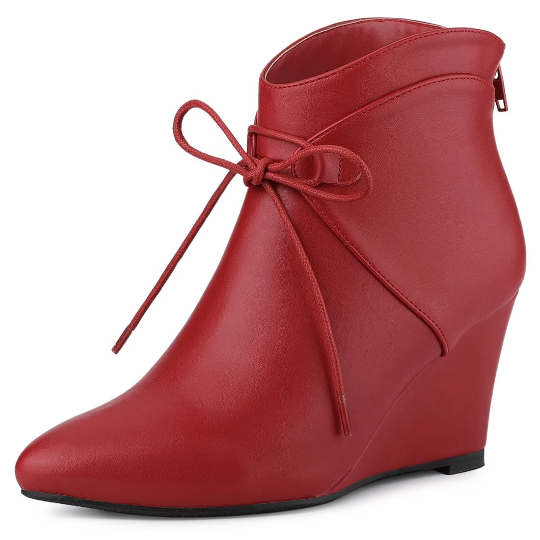 red wedge ankle boots
