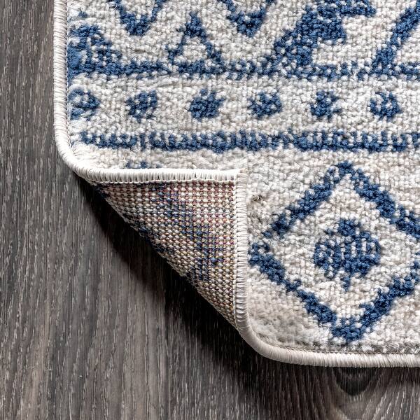 Shop Jonathan Y Moroccan Hype Boho Vintage Tribal Cream Blue 2 Ft