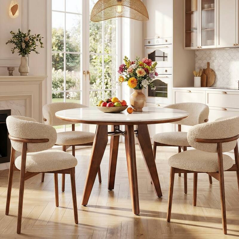31.5" Round Dining Table, Modern Sintered Stone Kitchen Table