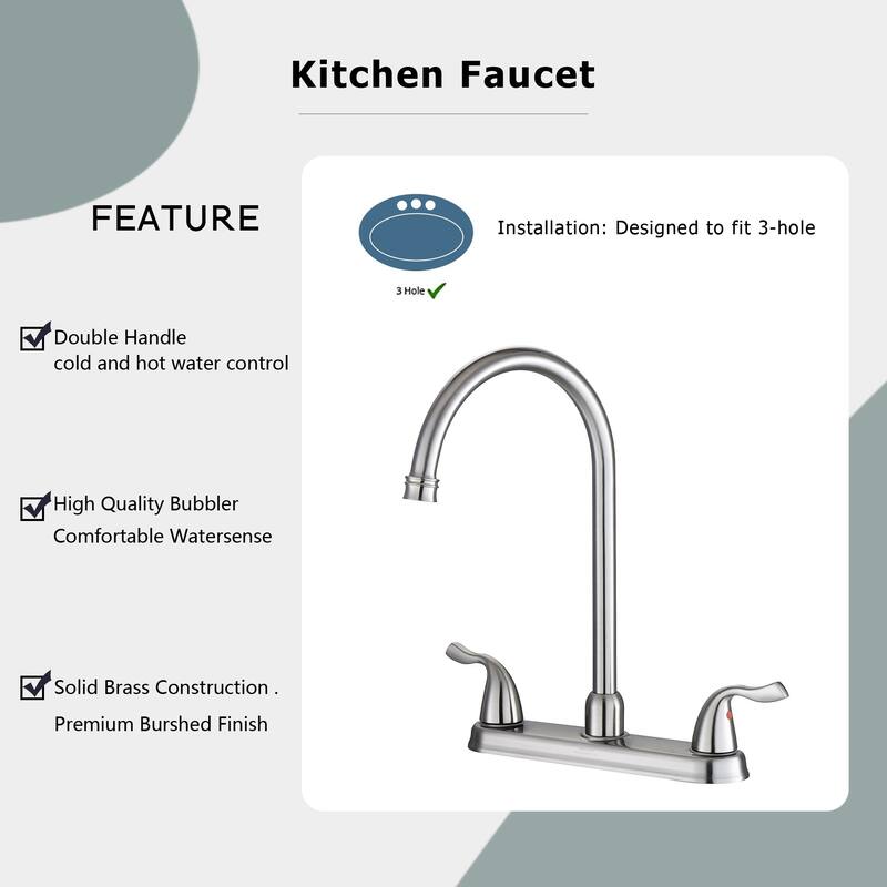 Brushed Nickel High Arch Kitchen Faucet with Side Sprayer
