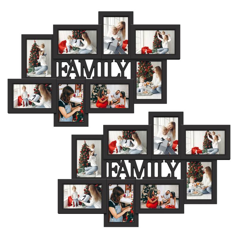 Holaura Family 8 Opening Family Picture Frames Collage Wall Decor for 4x6 Pictures Blacke - Black set 2
