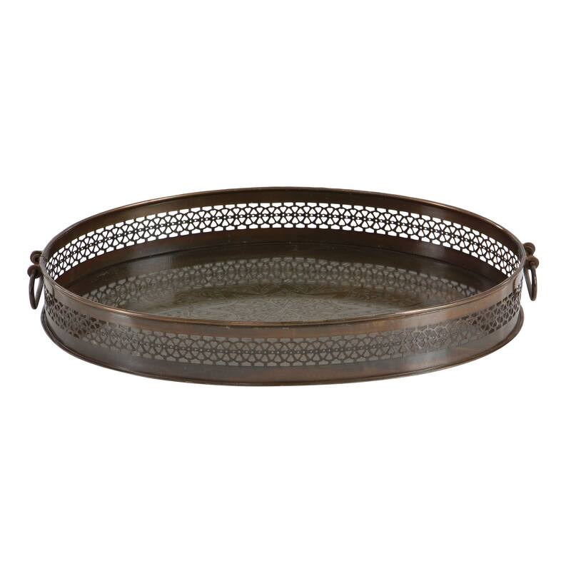 Metal Tray - Set of 2 Brown - Roche River Decor - 13"W x 17"L x 3"H