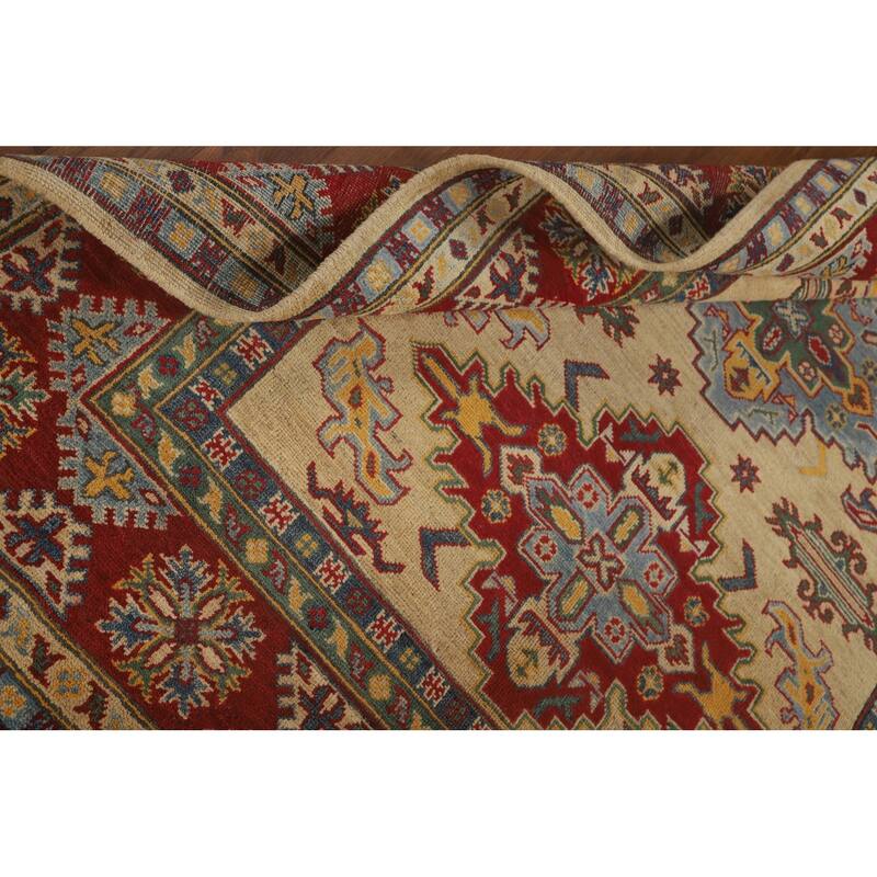 Kazak Area Rug Handmade Oriental Yellow Wool Carpet - 5'2" x 6'7"