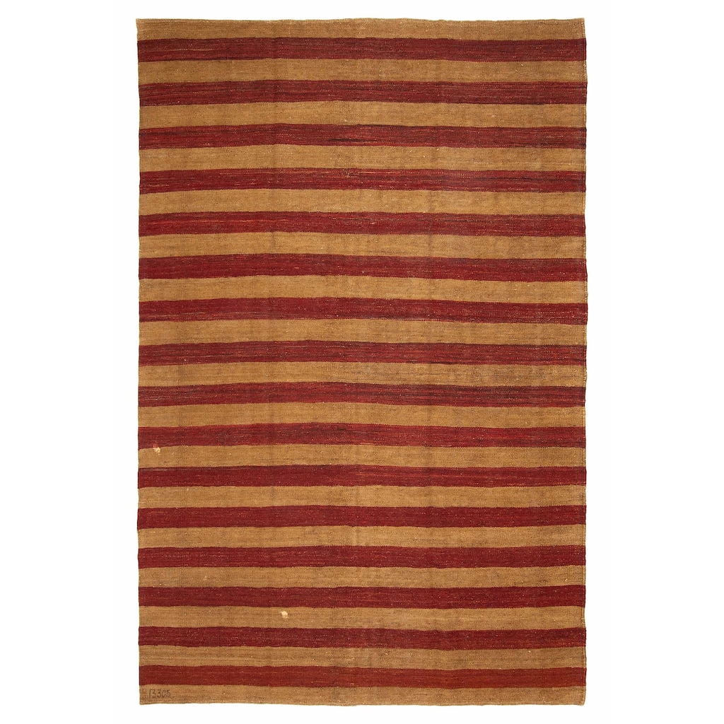 ECARPETGALLERY Flat-Weave Boho Brown, Red Wool Kilim - 6'5 x 9'4