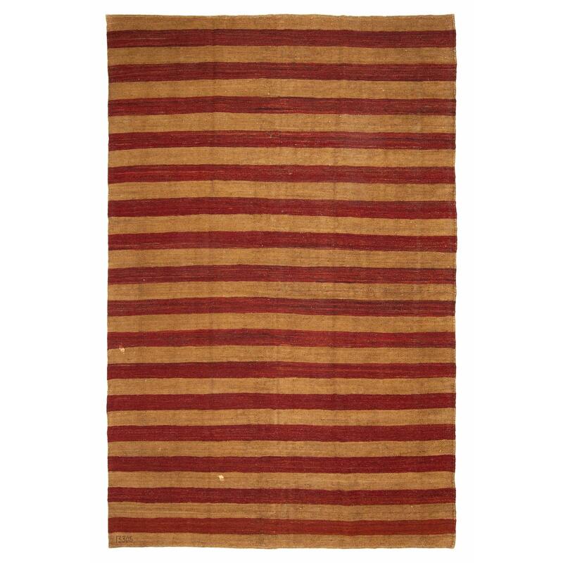 ECARPETGALLERY Flat-Weave Boho Brown, Red Wool Kilim - 6'5 x 9'4 - Light Brown/ Red - 6'5 x 9'4