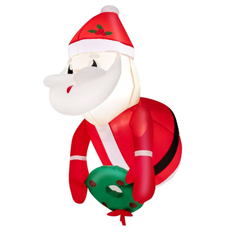 Gymax Inflatable Santa Claus Broke Out from Window Blow Up Decorations - See Details - Multicolor