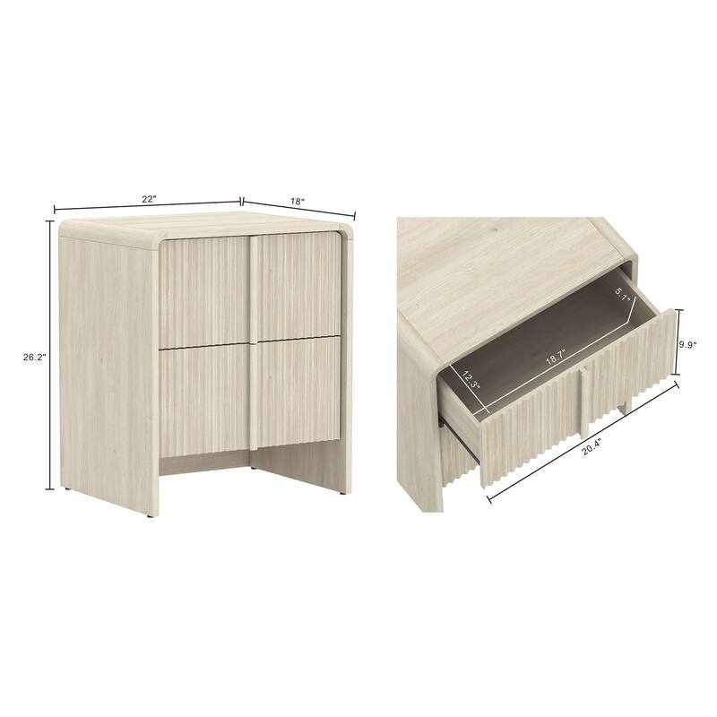 Novara 22 In 2 Drawer Bedroom Nightstand