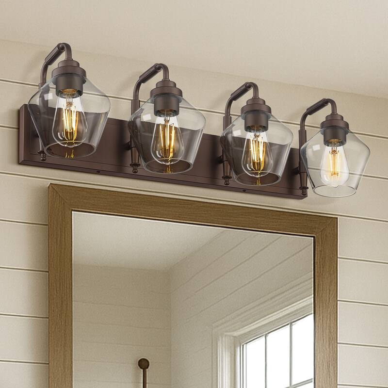 Modern 3/4-Light Bathroom Vanity Light in Oil-Rubbed Bronze/Gold