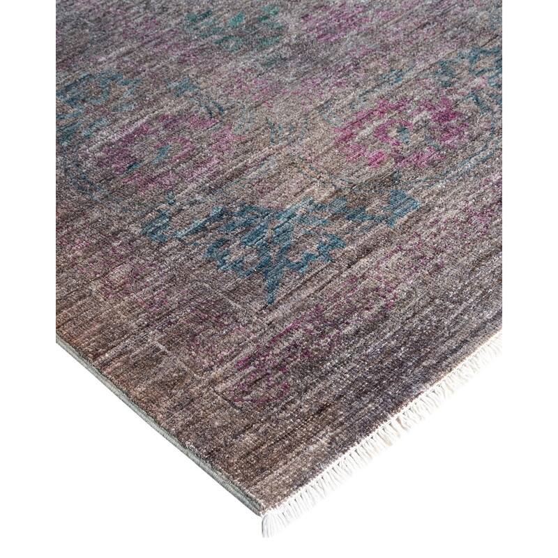 Overton Hand Knotted Wool Vintage Inspired Modern Contemporary Overdyed Gray Area Rug - 9' 1" x 11' 9"
