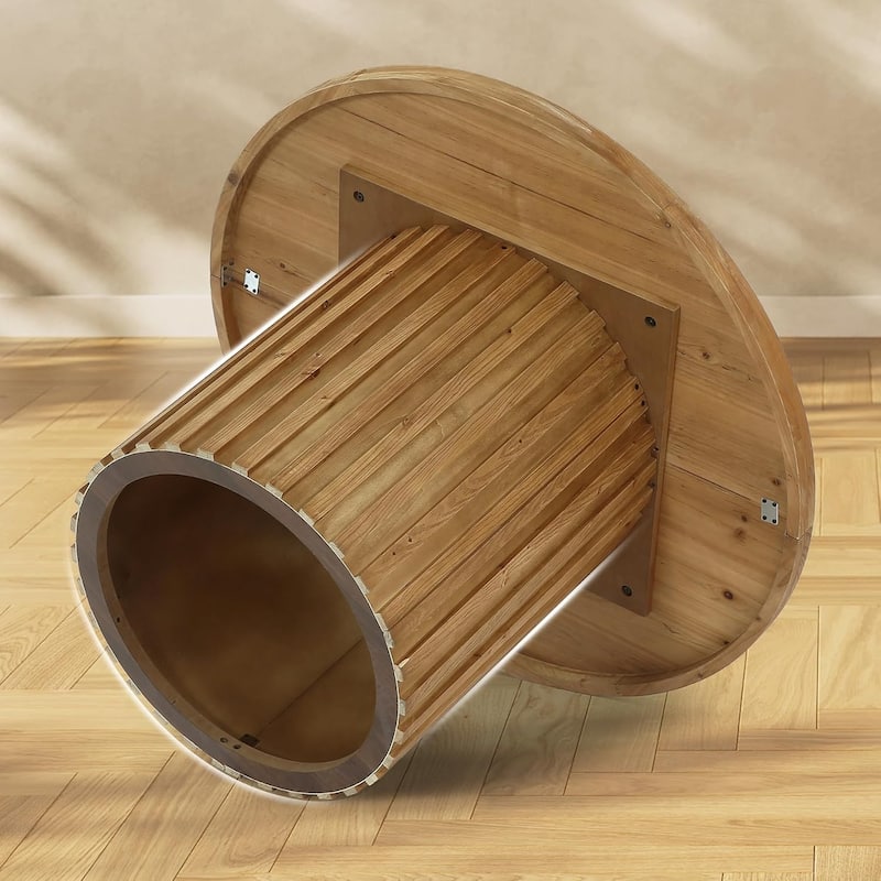 47" Solid Wood Round Farmhouse Pedestal Dining Table Kitchen Table for 4-6 - 47" L × 47" W × 29.5" H