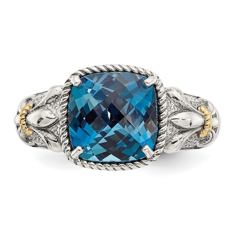 Curata 925 Sterling Silver Polished With 14k London Blue Topaz Ring