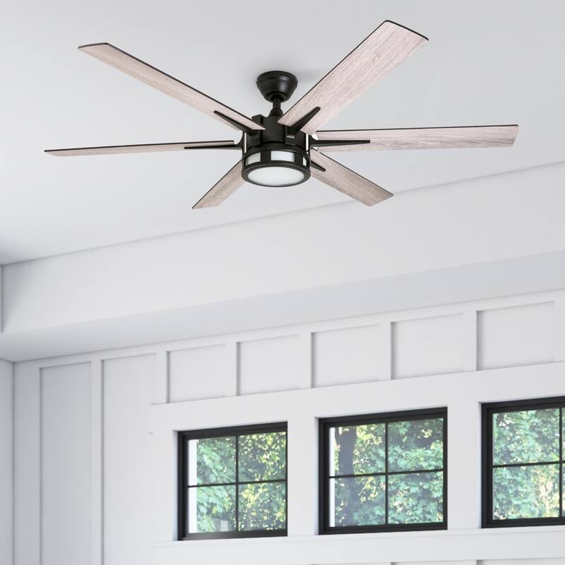 56" Honeywell Kaliza Expresso Bronze Modern LED Ceiling Fan with Light & Remote - 56-inch