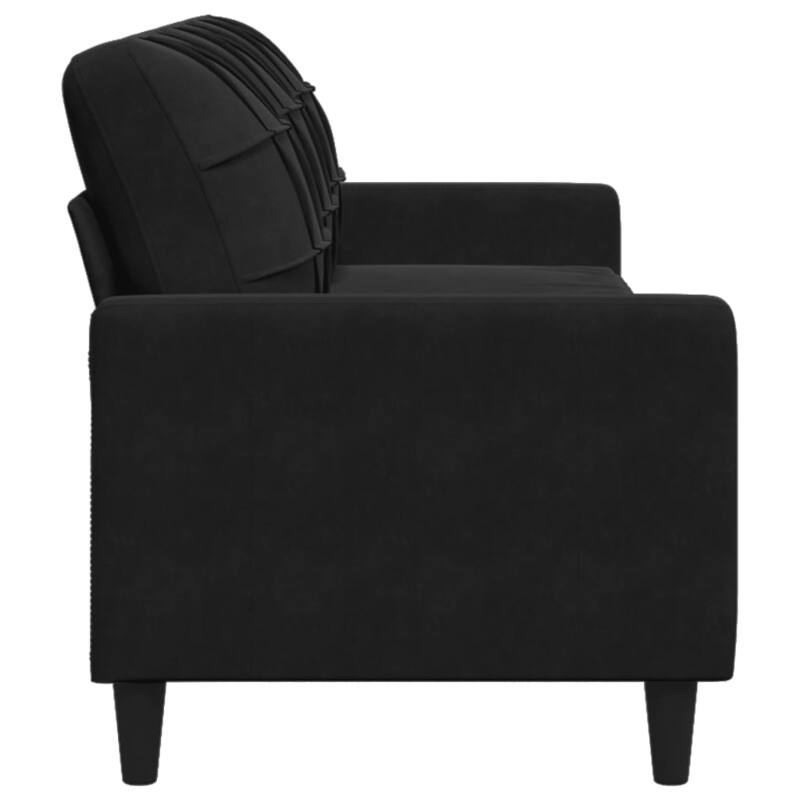 vidaXL 3-seater Sofa Black Velvet, Metal, Plywood, Textilene 82.7 in - 30.3 x 89.0 x 31.5 in