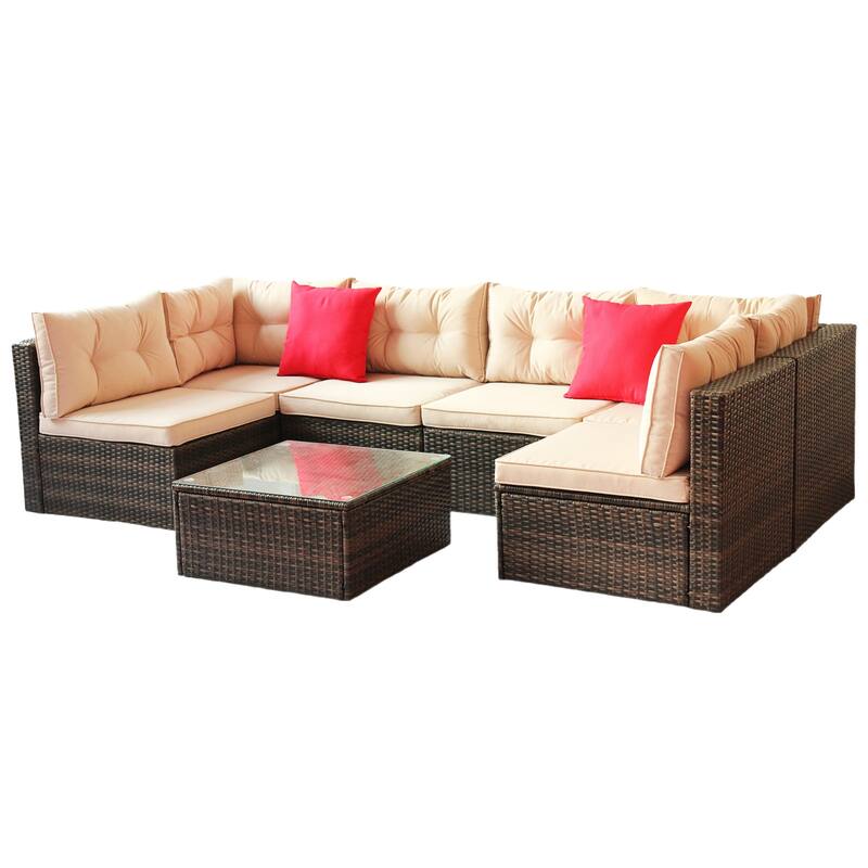 7 Pieces PE Rattan Patio Furniture Set