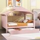 preview thumbnail 17 of 31, Full Size Solid Wood House Bed with Trundle and Storage for Kids Full - Pink