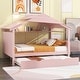preview thumbnail 17 of 31, Full Size Solid Wood House Bed with Trundle and Storage for for Kids, Boys and Girls Full - Pink
