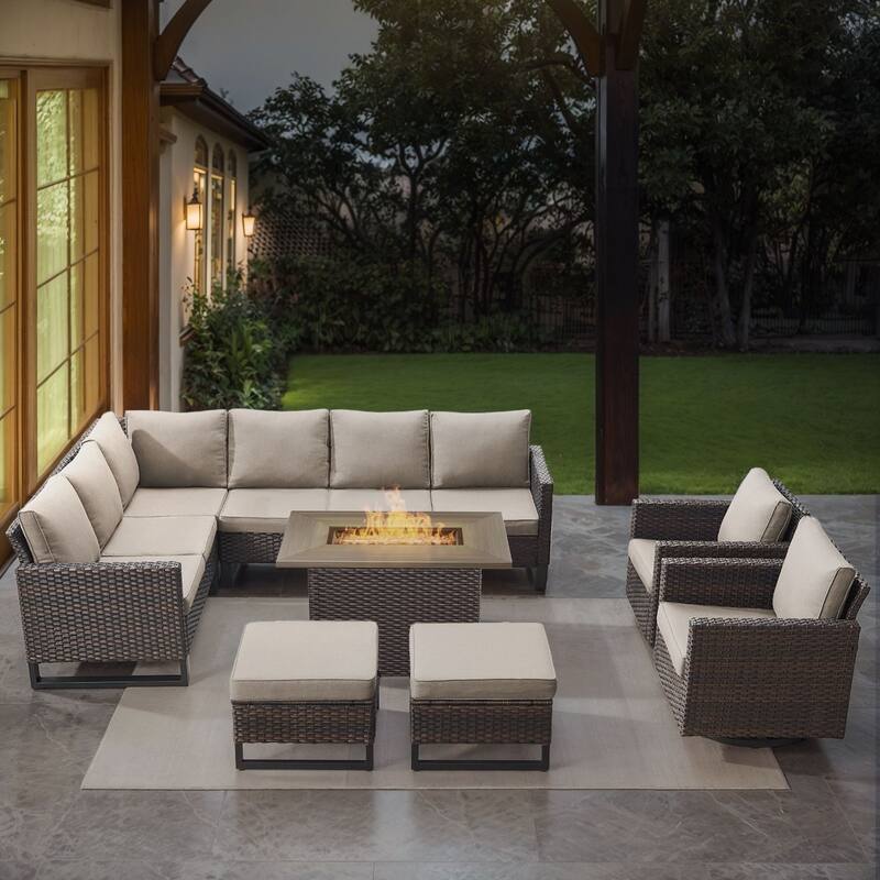 Gymojoy L-Shaped Outdoor Corner Sectional Sofa 6-seats Couch Conversation Set