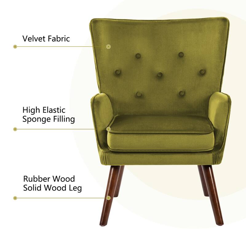 Velvet Upholstered Accent Chair Armchair for Living Room