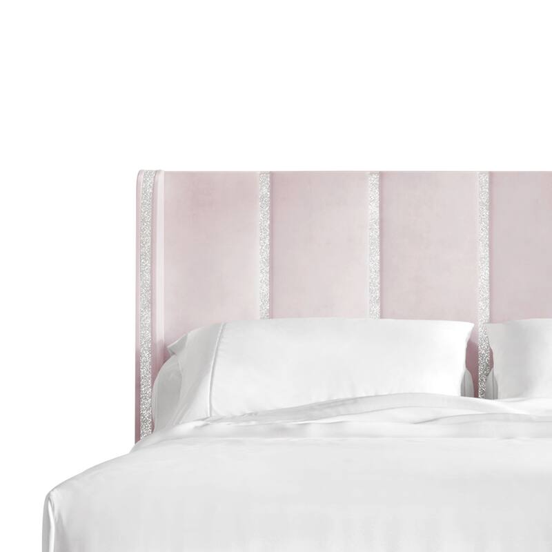 CraftPorch Luxurious Crystal Diamond Strip Velvet Upholstered Bed