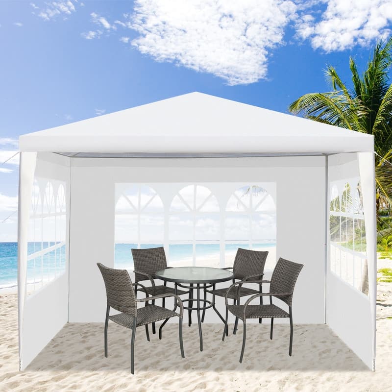 10-foot Square White Outdoor Party Canopy Patio Gazebo