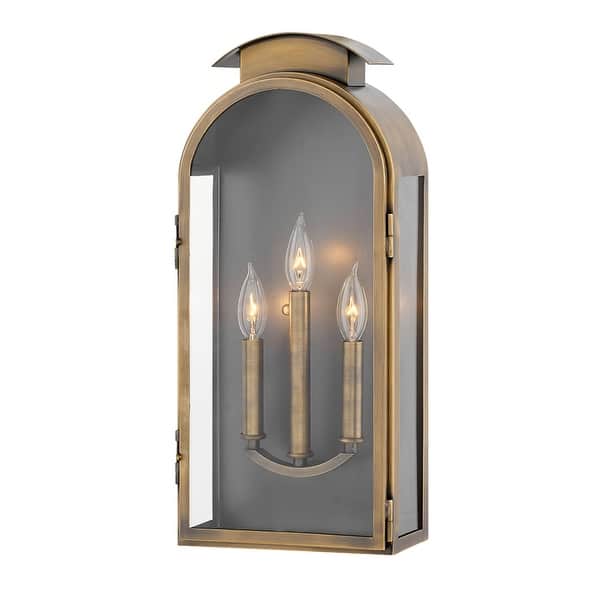 slide 1 of 1, Hinkley Lighting Rowley 3 Light 21" Tall Outdoor Wall Sconce Light Antique Brass