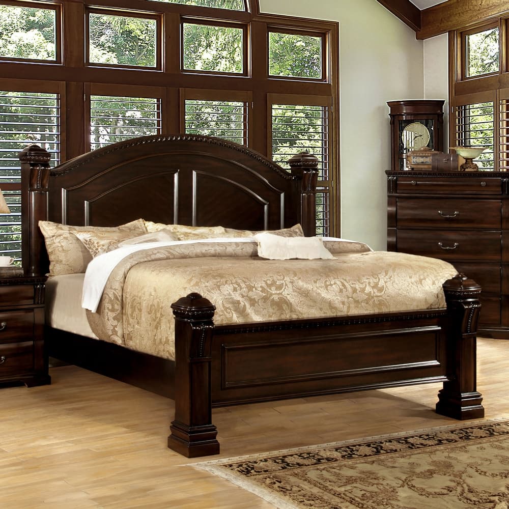 Furniture of America Tay Traditional Cherry Solid Wood Four Poster Bed