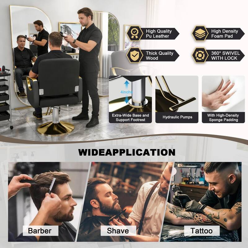 Hydraulic Salon Chair 360 Swivel Barber Stylist Chair with Pump