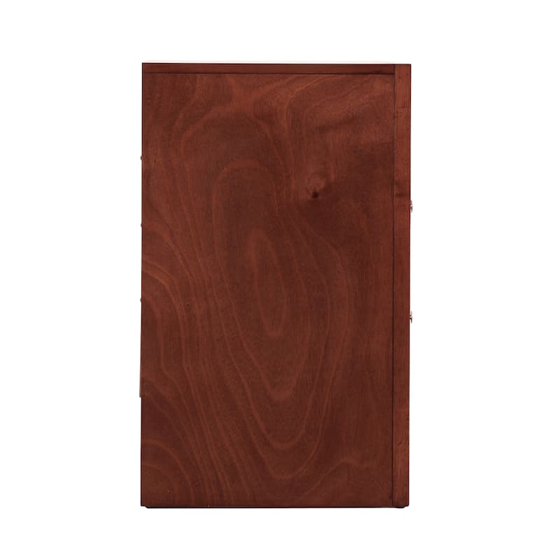 Cherry Nightstand 28x23x17 Contemporary Bedside Table with Three Drawers, Warm Stylish Finish for Bedroom Storage Needs