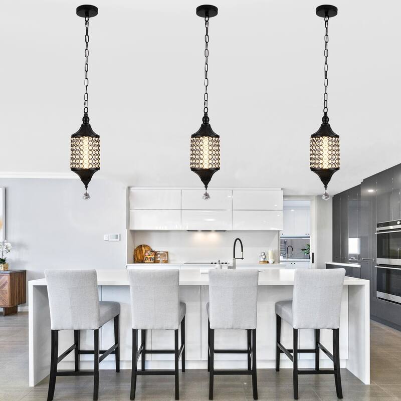 CurveCurio 7" Classic Crystal Pendant w Dimmable LED Light, Adjustable Hanging Chain up to 70 inches