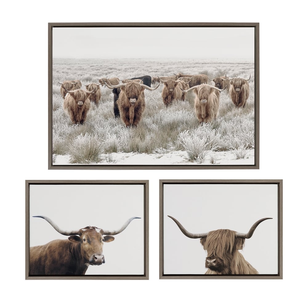 Kate and Laurel Sylvie Cows Canvas Art Set by The Creative Bunch Studio
