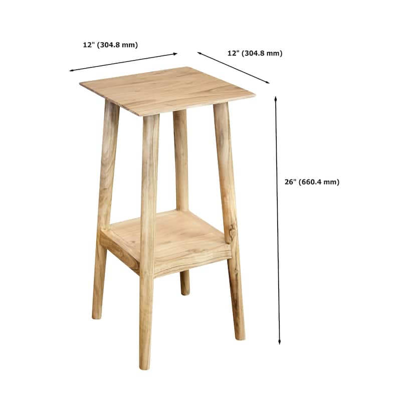 Solid Acacia Plant Stand with Shelf