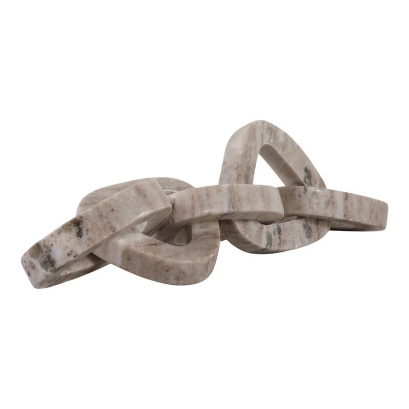 Marble Decorative Object Carved Chain Sculpture Home Decor -15", Ivory - 14.5"