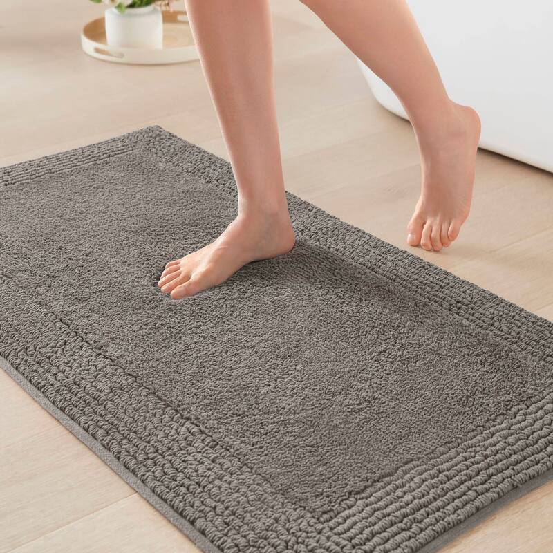 1 PCS 24x44"Tufted 3000 GSM Reversible Bath Rug Charcoal - 4' x 2'